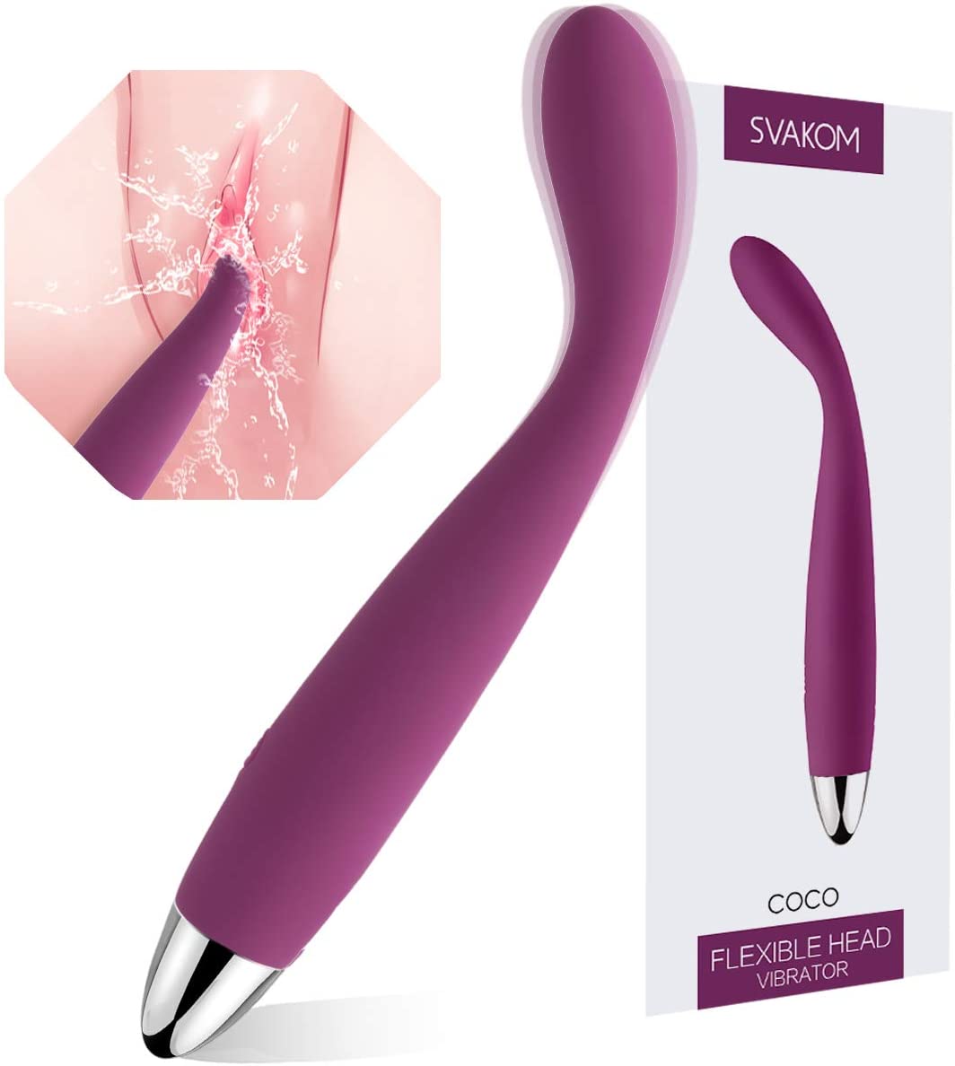 The image shows a pink, flexible head G-spot vibrator by Kaamastra. The vibrator has a sleek, curved design and is made of silicone.