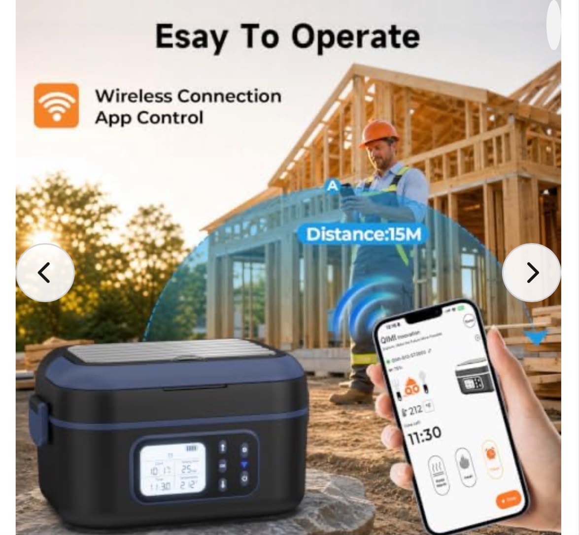 Cordless Electric Lunch Box for Adults with APP Control, 27000mAh Battery Powered, 1.5L Portable Timer & Leak-Proof Warmer, Smart for Men Work Travel Truck