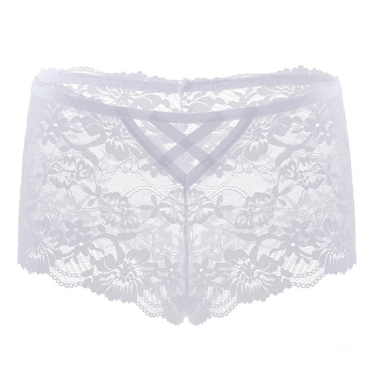 Sexy hollow lace cross straps women's briefs Boyshort