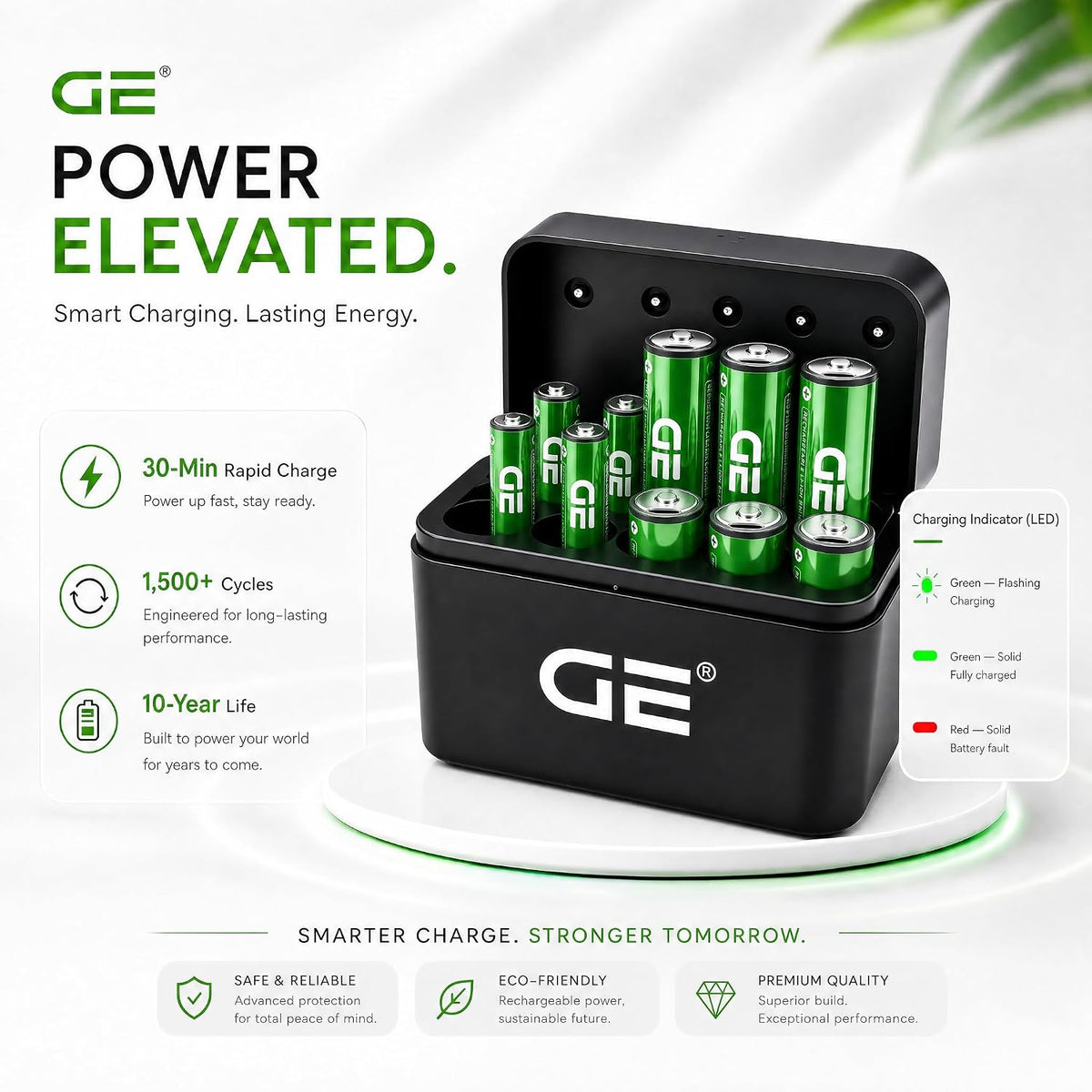 🅶🅴 Rechargeable AA & AAA 1.5V Lithium Battery Combo Pack, USB-C/Type-C & Wireless Fast Charging, 2500mWh AA / 600mWh AAA, Pack of 8, Up to 1500 Recharge Cycles