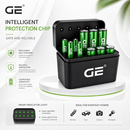 🅶🅴 Rechargeable AA & AAA 1.5V Lithium Battery Combo Pack, USB-C/Type-C & Wireless Fast Charging, 2500mWh AA / 600mWh AAA, Pack of 8, Up to 1500 Recharge Cycles