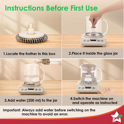 Wonderchef Chai Magic, Fully Automatic Tea & Cappuccino Maker, Make Masala Chai/Cutting Chai/Kahwa/, No Spills, No Overcooking, 4 Modes, Boil Milk/Water/Coffee, 500ML Glass Jar
