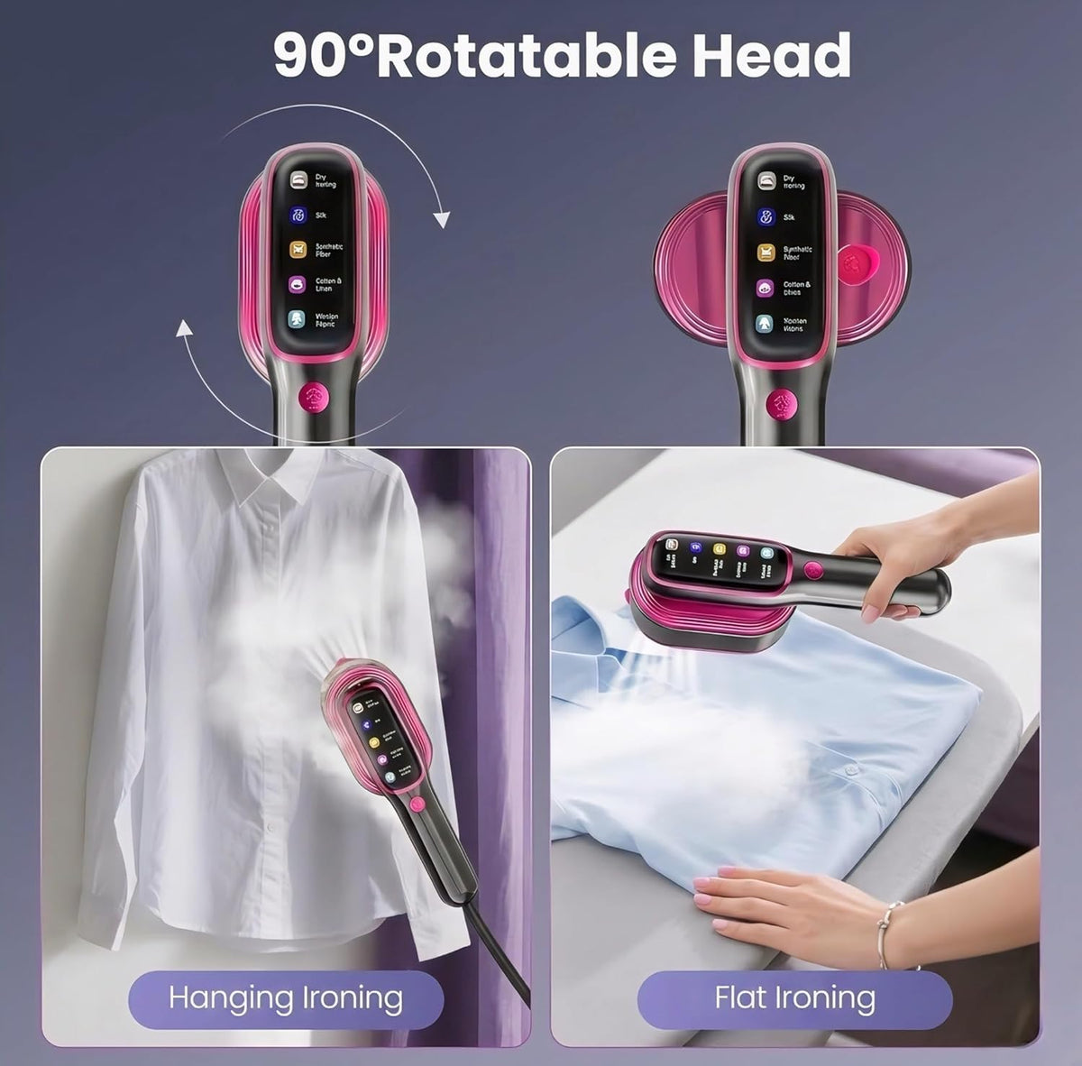 Iron for clothes, Steamer for Clothes & Iron 2in1,Steam Iron for Travel Ironing foldable steamer cloth dryer,portable handheld garment drying,1205W Travel Steam Iron,5 Modes LCD,180ml for 20 Min Steam
