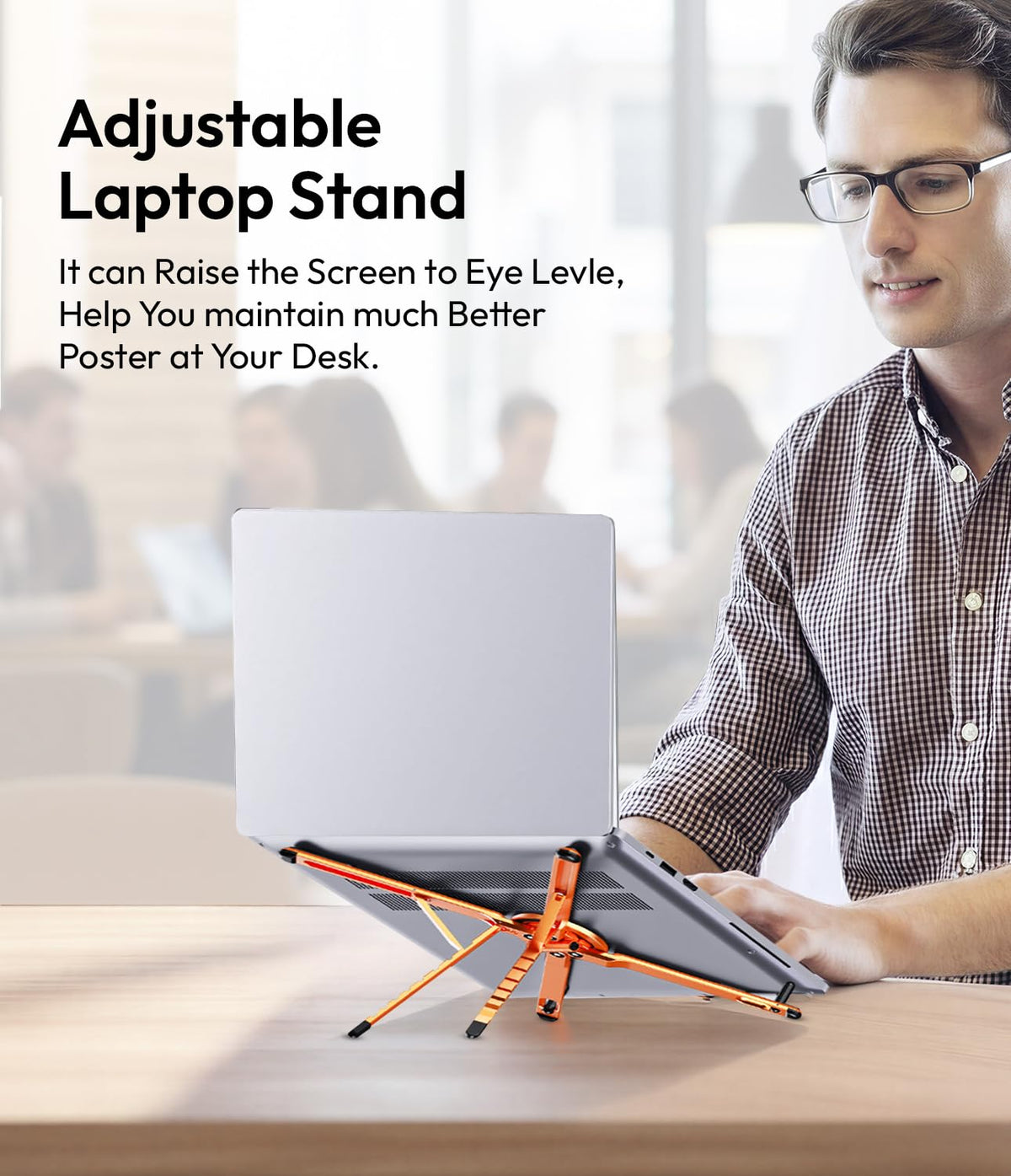 KAPAVER HaloStand 5in1 Portable Magnetic Aluminum Alloy Stand, 360° Adjustable Laptop, Tablet, Phone Holder with 8-Level Height Adjustment & Foldable Design (Cosmic Gray/Orange)