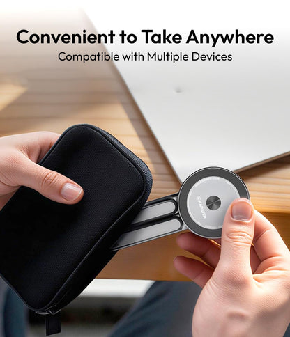 KAPAVER HaloStand 5in1 Portable Magnetic Aluminum Alloy Stand, 360° Adjustable Laptop, Tablet, Phone Holder with 8-Level Height Adjustment & Foldable Design (Cosmic Gray/Orange)