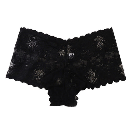 Alluring Women's Breathable Lace Briefs Featuring Mid-Rise V-Shape Design